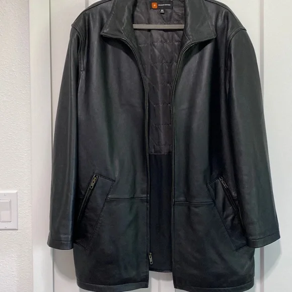 Wilson’s Leather , Black Leather Fully Lined Jacket Size Chart in pics - Picture 1 of 13